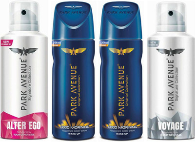 Park Avenue 1 Alter Ego & 2 Good Morning & 1 Voyage Body Spray - For Men(520 ml, Pack of 4)
Park Avenue 1 Alter Ego & 2 Good Morning & 1 Voyage Body Spray - For Men(520 ml, Pack of 4)