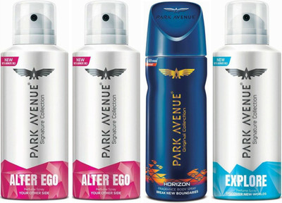 Park Avenue 2 Alter Ego & 1 Horizon & 1 Explore Body Spray - For Men(520 ml, Pack of 4)
Park Avenue 2 Alter Ego & 1 Horizon & 1 Explore Body Spray - For Men(520 ml, Pack of 4)
