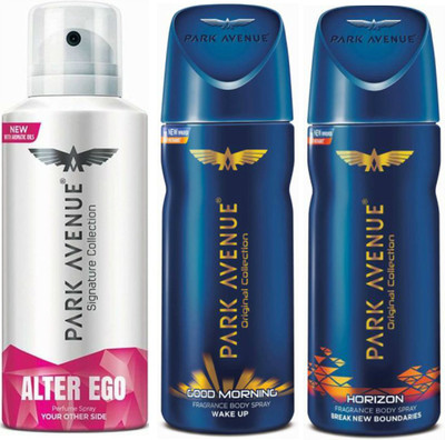 Park Avenue 1 Alter Ego & 1 Good Morning & 1 Horizon Body Spray - For Men(390 ml, Pack of 3)
Park Avenue 1 Alter Ego & 1 Good Morning & 1 Horizon Body Spray - For Men(390 ml, Pack of 3)