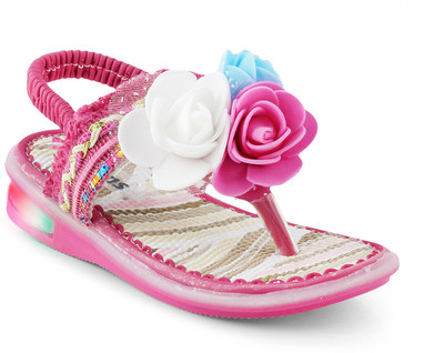 KITTENS Girls Velcro Strappy Sandals(Pink, Fuschia