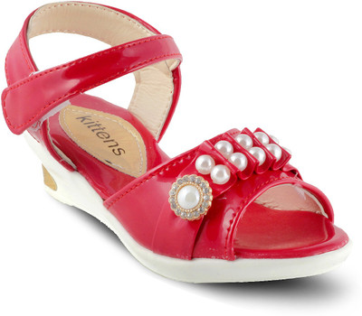 KITTENS Girls Velcro Strappy Sandals(Red