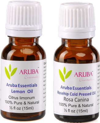 Aruba Essentials Lemon Oil & Rosehip Cold Pressed Oil 100% Undiluted Combo of 15 ml each(30 ml)
Aruba Essentials Lemon Oil & Rosehip Cold Pressed Oil 100% Undiluted Combo of 15 ml each(30 ml)