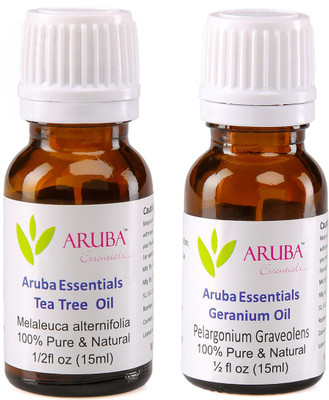 Aruba Essentials Tea Tree Oil & Geranium Oil 100% Undiluted Combo of 15 ml each(30 ml)
Aruba Essentials Tea Tree Oil & Geranium Oil 100% Undiluted Combo of 15 ml each(30 ml)