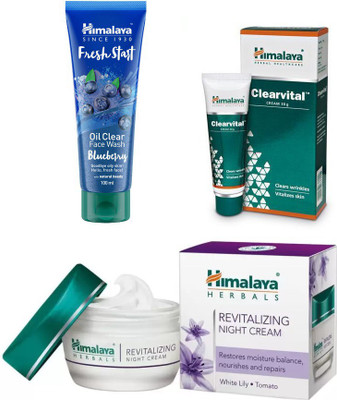 Himalaya Revitalizing Night Cream, clearvital cream, fresh start oil clear blueberry face wash(Set of 3)
Himalaya Revitalizing Night Cream, clearvital cream, fresh start oil clear blueberry face wash(Set of 3)