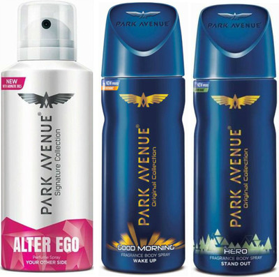 Park Avenue 1 Alter Ego & 1 Good Morning & 1 Hero Body Spray - For Men(390 ml, Pack of 3)
Park Avenue 1 Alter Ego & 1 Good Morning & 1 Hero Body Spray - For Men(390 ml, Pack of 3)