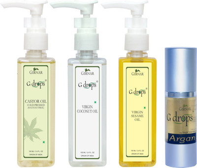 G Drops Argan,Castor,Virgin Coconut & Virgin Sesame Oil Combo(30ml+100ml+100ml+100ml) Hair Oil(330 ml)
G Drops Argan,Castor,Virgin Coconut & Virgin Sesame Oil Combo(30ml+100ml+100ml+100ml) Hair Oil(330 ml)