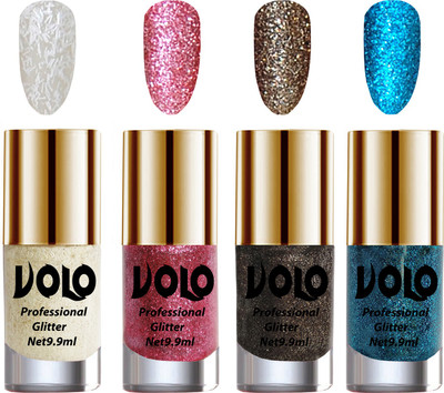 Volo Professionally Used Glitter Shine Nail Polish Combo Pack of 4 White Nail Art And Glitter, Pink Glitter, Dark Grey Glitter, Sky Blue Glitter(Pack of 4)
Volo Professionally Used Glitter Shine Nail Polish Combo Pack of 4 White Nail Art And Glitter, Pink Glitter, Dark Grey Glitter, Sky Blue Glitter(Pack of 4)