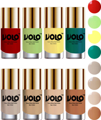 Volo High-Shine Long Lasting Non Toxic Professional Nail Polish Set of 8 Reddish Orange, Parrot Green, Yellow, Radium Green, Nude Tude(Pack of 8)
Volo High-Shine Long Lasting Non Toxic Professional Nail Polish Set of 8 Reddish Orange, Parrot Green, Yellow, Radium Green, Nude Tude(Pack of 8)