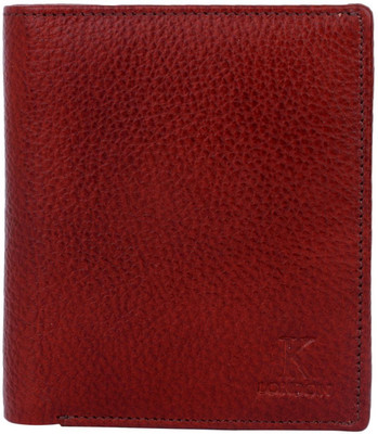 K London Men Brown Genuine Leather Wallet(4 Card Slots)