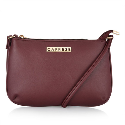 Caprese Women Casual Maroon PU Sling Bag