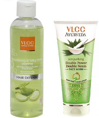VLCC Nourishing & Silky shine shampoo 350ml + Double power double neem face wash 100ml(Set of 2)
VLCC Nourishing & Silky shine shampoo 350ml + Double power double neem face wash 100ml(Set of 2)