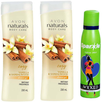Avon Anew two vanilla sandalwood shower gel 200 ml With one sparkle perfume spray 150 ml(Set of 3)
Avon Anew two vanilla sandalwood shower gel 200 ml With one sparkle perfume spray 150 ml(Set of 3)