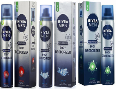 Nivea MEN ICE COOL BODY DEODORIZER 120 ML +MEN ENERGY BODY DEODORIZER 120 ML+MEN INTENSE BODY DEODORIZER 120 ML Deodorant Spray - For Men & Women(120 ml, Pack of 3)
Nivea MEN ICE COOL BODY DEODORIZER 120 ML +MEN ENERGY BODY DEODORIZER 120 ML+MEN INTENSE BODY DEODORIZER 120 ML Deodorant Spray - For Men & Women(120 ml, Pack of 3)