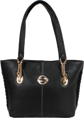 Pink Flower Shoulder Bag(Black)