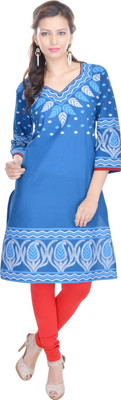 Porcupine Casual Printed Women's Kurti(Blue