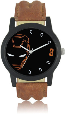 HBM Ironman Drawn Dial and Brown Strap Watch - For Men