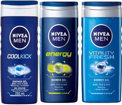 Nivea MEN COOL KICK SHOWER GEL 250 ML + MEN ENERGY SHOWER GEL 250 ML +MEN VITALITY FRESH SHOWER GEL 250 ML(250 ml, Pack of 3)
Nivea MEN COOL KICK SHOWER GEL 250 ML + MEN ENERGY SHOWER GEL 250 ML +MEN VITALITY FRESH SHOWER GEL 250 ML(250 ml, Pack of 3)