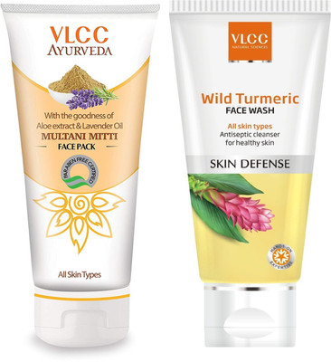 VLCC Ayurveda Multani mitti face pack 100gm + Wild turmeric face wash 80ml(Set of 2)