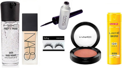 Styling Mac Prep Prime Skin Base Visage Primer& pink shade blusher With Liquid Eyeliner & Nars foundation And Lakme Sun Expert Sunscreen Lotion(Set of 6)
Styling Mac Prep Prime Skin Base Visage Primer& pink shade blusher With Liquid Eyeliner & Nars foundation And Lakme Sun Expert Sunscreen Lotion(Set of 6)