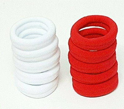 shiviksha Hair rubber band Pack of ten Rubber Band(Red, White)