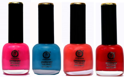 COLORS QUEEN High-Shine Long Lasting Non Toxic Professional Super Dry Nail Polish Combo Pink Champaign, Sea Green, Couture Orange, Rich Red(Pack of 4)
COLORS QUEEN High-Shine Long Lasting Non Toxic Professional Super Dry Nail Polish Combo Pink Champaign, Sea Green, Couture Orange, Rich Red(Pack of 4)
