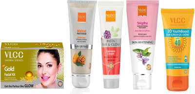 VLCC Gold kit 60g+Snigdha FW 100ml+Insta fairness 50g+Walnut 80g+3D boost sunscreen 50g(Set of 5)
VLCC Gold kit 60g+Snigdha FW 100ml+Insta fairness 50g+Walnut 80g+3D boost sunscreen 50g(Set of 5)