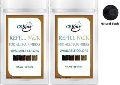 Osking Hair Building Fibers Refill Pack 55 gram (Hair Loss Concealer ) Pack of 2 Black(110 g)