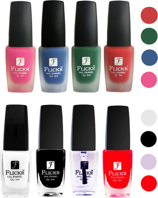 Flickr Velvet Matte Nail Polish + Glossy Nail Polish Combo (4+4) Black,White Top Coat,Red,Pink,Blue,Green,Red(Pack of 8)
Flickr Velvet Matte Nail Polish + Glossy Nail Polish Combo (4+4) Black,White Top Coat,Red,Pink,Blue,Green,Red(Pack of 8)