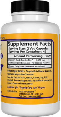 HEALTHY ORIGINS Healthy Origins, Phase 2, Carb Controller, White Kidney Bean Extract(90 No)
HEALTHY ORIGINS Healthy Origins, Phase 2, Carb Controller, White Kidney Bean Extract(90 No)