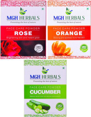 MGH Herbals Rose Petals, Orange Peel & Cucumber Face Pack (Pack of 3)(300 g)