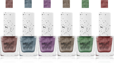 Medin paris sand look fashion Metallic Nail Polish lady femina09 Combo Set of 6 color silver green purple maroon copper l copper(Pack of 6)
