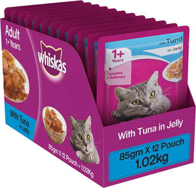 Whiskas Kitten (2-12 months) Tuna 1.02 kg Wet Cat Food(Pack of 12)