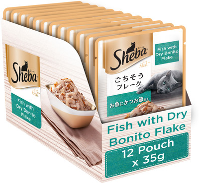 Sheba Premium with Dry Bonito Flake in Gravy Sea Food, Fish 420 g Wet Cat Food(Pack of 12)
Sheba Premium with Dry Bonito Flake in Gravy Sea Food, Fish 420 g Wet Cat Food(Pack of 12)