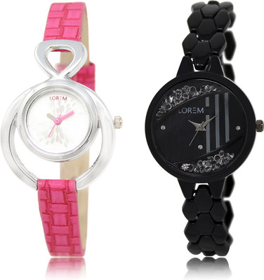 LOREM LR-205-221 Black & Silver Round Girl's Metal Bracelet & Leather Watch - For Women
LOREM LR-205-221 Black & Silver Round Girl's Metal Bracelet & Leather Watch - For Women