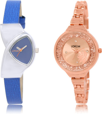 LOREM LR-208-225 Rose Gold & Blue Round & Triangle Girl's Metal Bracelet & Leather Watch - For Women
LOREM LR-208-225 Rose Gold & Blue Round & Triangle Girl's Metal Bracelet & Leather Watch - For Women