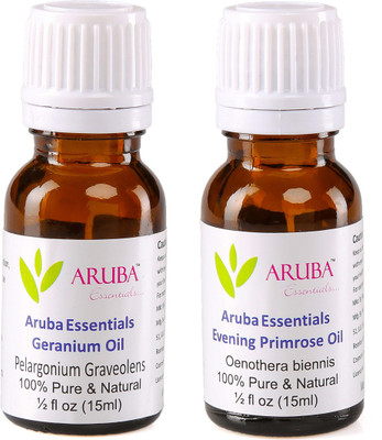 Aruba Essentials Geranium Oil & Evening Primrose Oil 100% Undiluted Combo of 15 ml each(30 ml)
Aruba Essentials Geranium Oil & Evening Primrose Oil 100% Undiluted Combo of 15 ml each(30 ml)