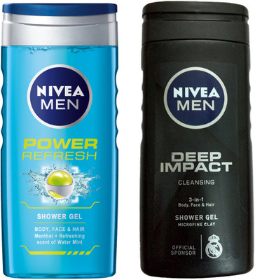 Nivea MEN DEEP IMPACT CLEANING 3-IN SHWER GEL 250 ML + MEN POWER REFRESH SHOWER GEL 250 ML(250 ml, Pack of 2)
Nivea MEN DEEP IMPACT CLEANING 3-IN SHWER GEL 250 ML + MEN POWER REFRESH SHOWER GEL 250 ML(250 ml, Pack of 2)