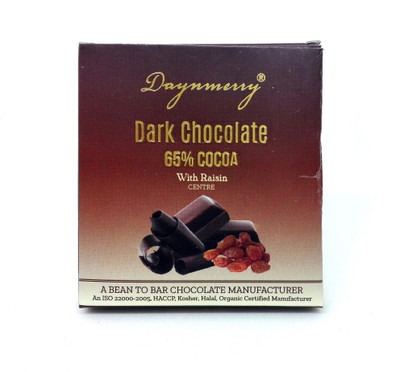 Daynmerry 65% Dark Chocolate with Raisin- 40 gm - Pack of 16 Bars(Pack of 16, 640 g)
Daynmerry 65% Dark Chocolate with Raisin- 40 gm - Pack of 16 Bars(Pack of 16, 640 g)