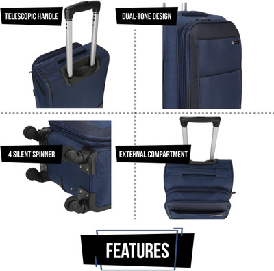 Nasher Miles Manarola Soft-Sided Luggage Set of 2 Blue Trolley/Travel/Tourist Bags (24 & Cm) Expandable Check-in Luggage - inch(Blue
Nasher Miles Manarola Soft-Sided Luggage Set of 2 Blue Trolley/Travel/Tourist Bags (24 & Cm) Expandable Check-in Luggage - inch(Blue