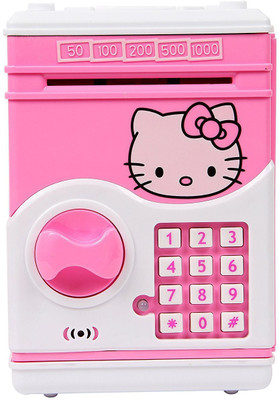 Darling Toys Hello Kitty Money Safe Kids Piggy Savings ATM Bank with Electronic Lock Coin Bank(Pink)