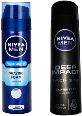 Nivea MEN DEEP IMPACT SMOOTH SHAVE BLACK CARBON SHAVING FOAM 200 ML + MEN FRESH ACTIVE SHAVING FOAM 200 ML(200 ml)
Nivea MEN DEEP IMPACT SMOOTH SHAVE BLACK CARBON SHAVING FOAM 200 ML + MEN FRESH ACTIVE SHAVING FOAM 200 ML(200 ml)