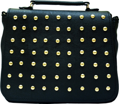 Ferishta Women Evening/Party, Casual Black Rexine Sling Bag