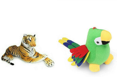 soniya Enterprises Tiger-36cm and musical parrot cute - 28 cm(Multicolor)