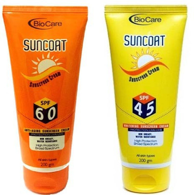 Biocare Whitening Sunscreen Cream Combo of SPF 60 and SPF 80 (200ml each) - SPF 45 PA++++(200 g)
Biocare Whitening Sunscreen Cream Combo of SPF 60 and SPF 80 (200ml each) - SPF 45 PA++++(200 g)
