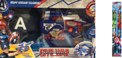 Kids Fest Combo of Captain America Light Saber Sword & New Avenger Infinity War Captain America Launcher With Captain America Mask, Soft Bullet Blaster Gun Toy with 6 Soft Darts for 6+(Multicolor)
Kids Fest Combo of Captain America Light Saber Sword & New Avenger Infinity War Captain America Launcher With Captain America Mask, Soft Bullet Blaster Gun Toy with 6 Soft Darts for 6+(Multicolor)