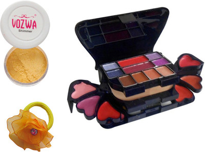 Vozwa Golden Eyeshadow Shimmer Powder, Makeup kit and Band(Set of 3)
