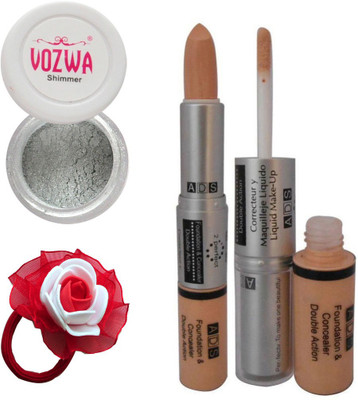 Vozwa Silver Eyeshadow Shimmer Powder, Foundation & Concealer Double Action and Band(Set of 4)
Vozwa Silver Eyeshadow Shimmer Powder, Foundation & Concealer Double Action and Band(Set of 4)