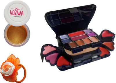 Vozwa Gold Gradient Eyeshadow Shimmer Powder, Makeup kit and Band(Set of 3)