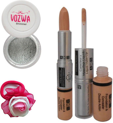 Vozwa Silver Eyeshadow Shimmer Powder, Foundation & Concealer Double Action and Band(Set of 4)
Vozwa Silver Eyeshadow Shimmer Powder, Foundation & Concealer Double Action and Band(Set of 4)