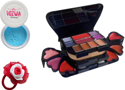 Vozwa Blue Gradient Eyeshadow Shimmer Powder, Makeup kit and Band(Set of 3)